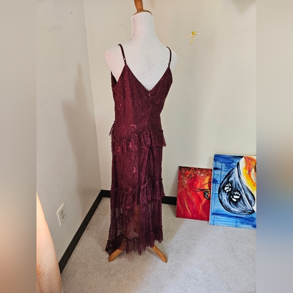 Lulus Dark Burgundy Maxi Lace Dress XL - Picture 5 of 6